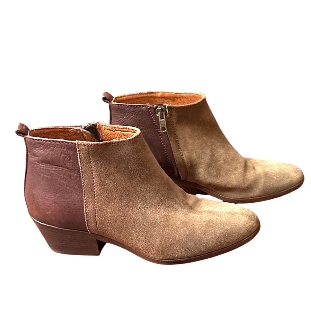 Madewell Woman Suede Leather Brown‎ Ankle Booties Zipper Western Sz 8